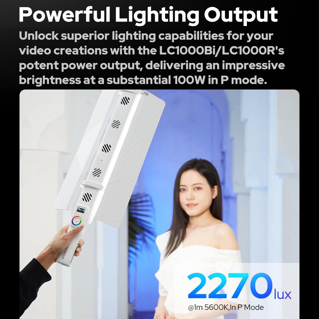 Godox LC1000Bi Lampada Luminosa a LED con supporto per porta e diffusore morbido,11 effetti luce