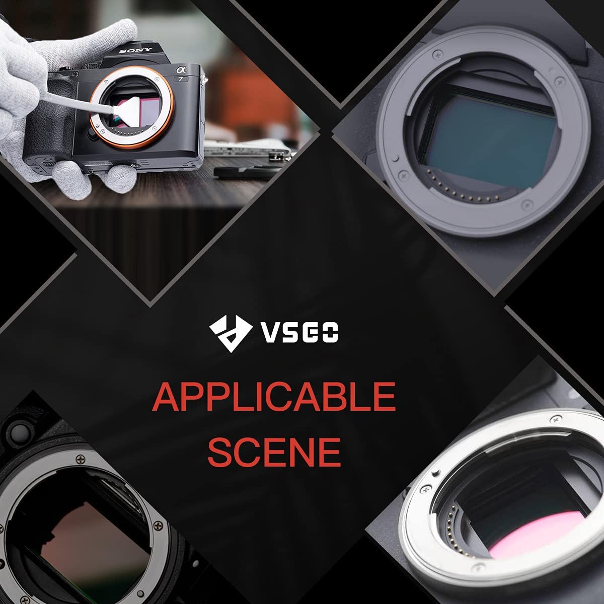 VSGO Vs S04E Kit Pulizia Sensore per Mirrorless Medio Formato 12 Tamponi 34mm Liquido 10mm