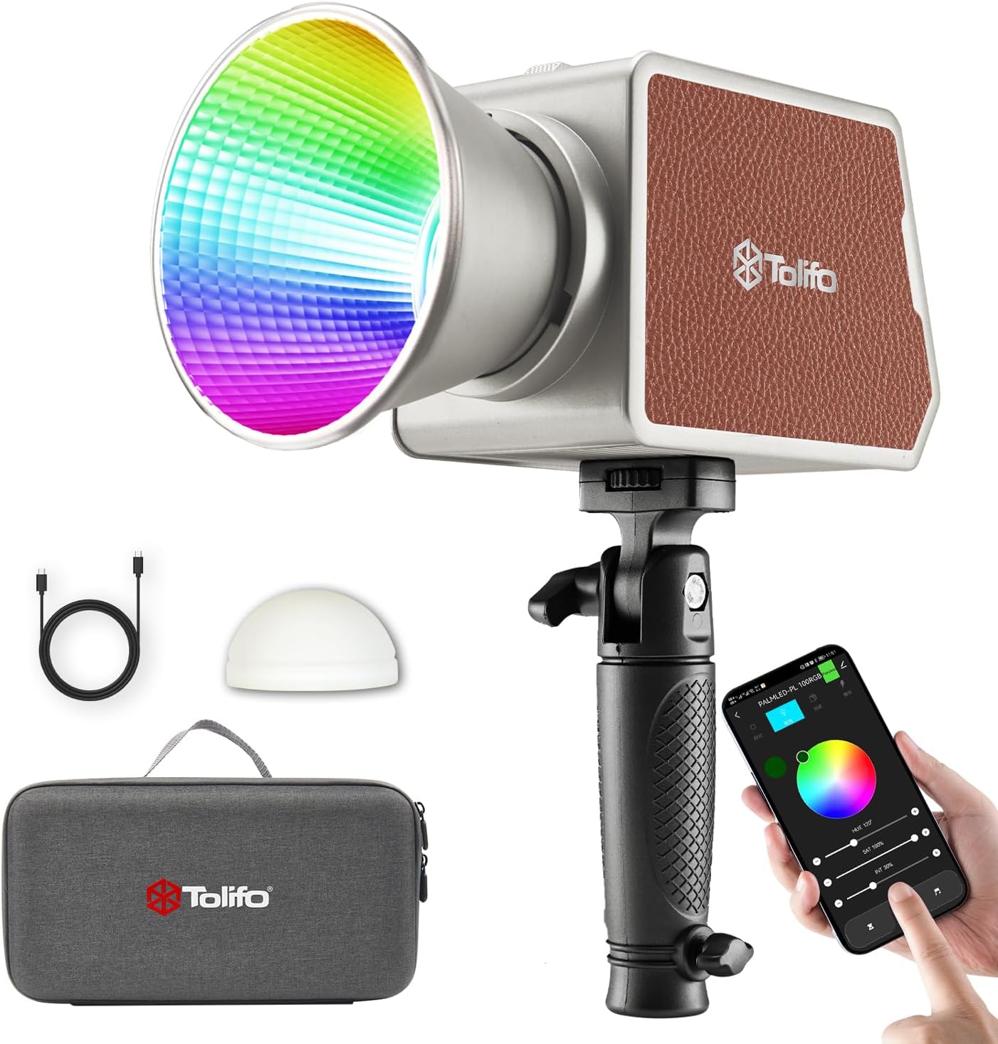 Tolifo PL-100RGB 100 W 20 Luci fotografiche RGB controllo APP CRI97+ e 2700K-6500K 18000 mAh ricaricabile