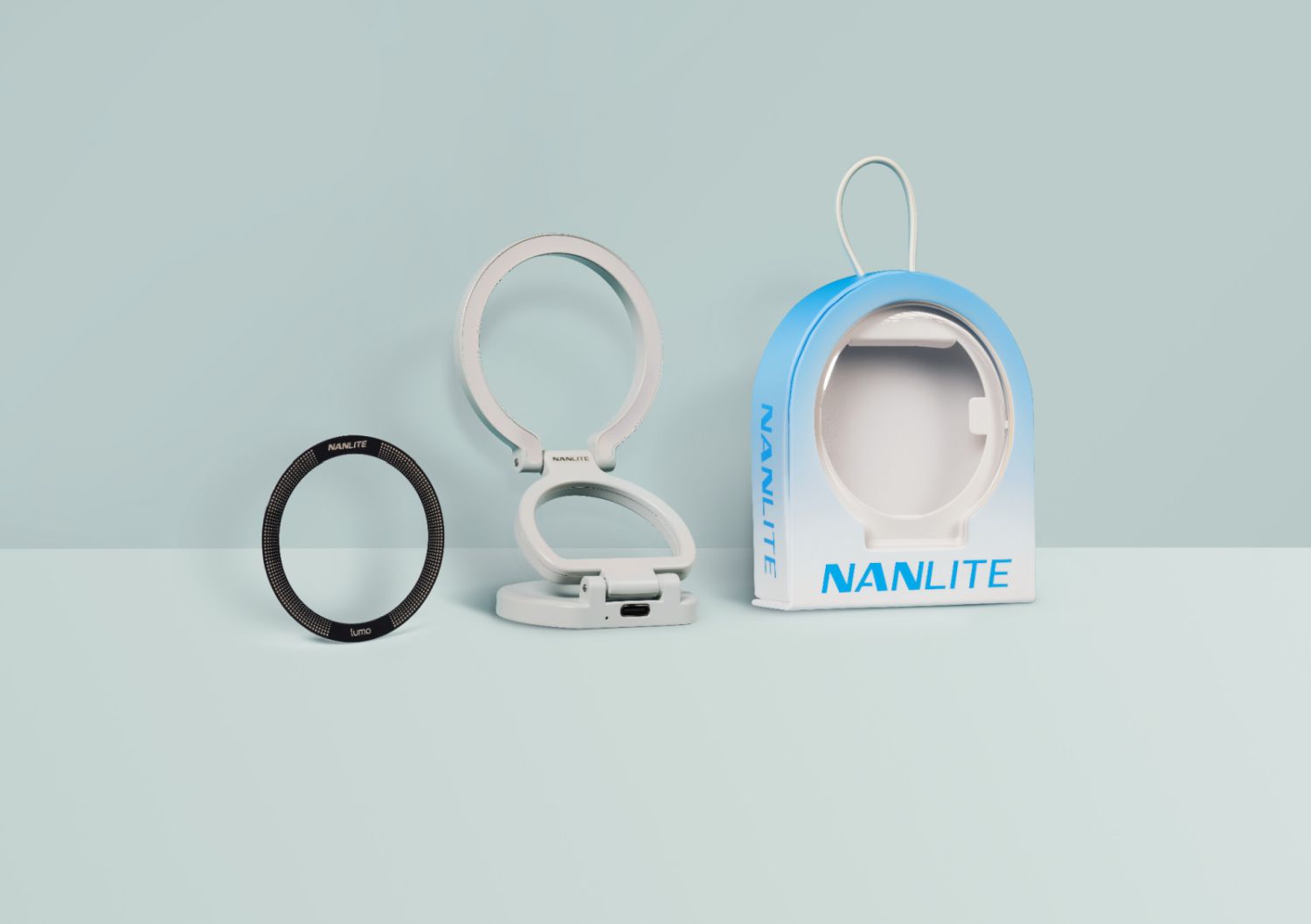 NANLITE lumo smartphone ring light with clever folding mechanism mint