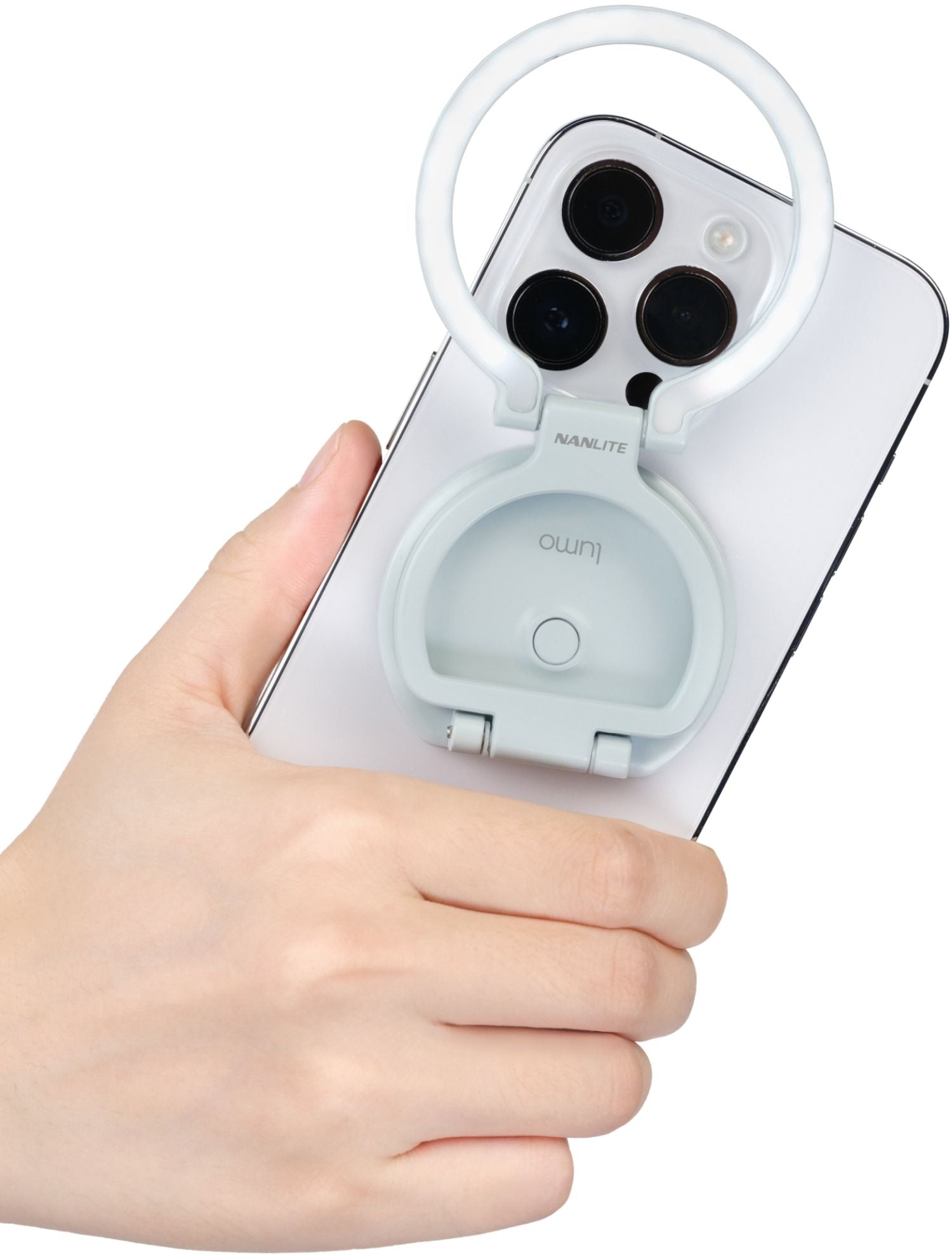 NANLITE lumo smartphone ring light with clever folding mechanism mint
