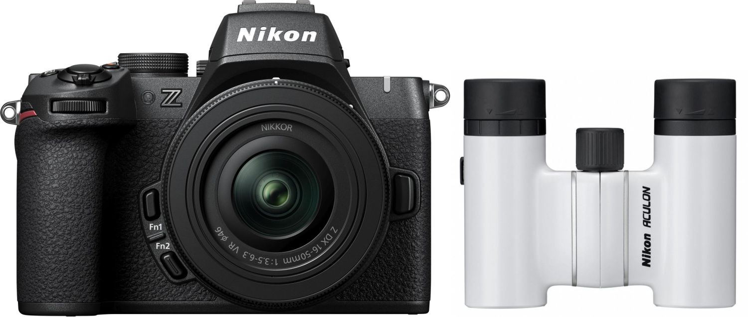 Nikon Z50II + DX 16-50mm f3.5-6.3 + Action T02 8x21 Binoculars (white)