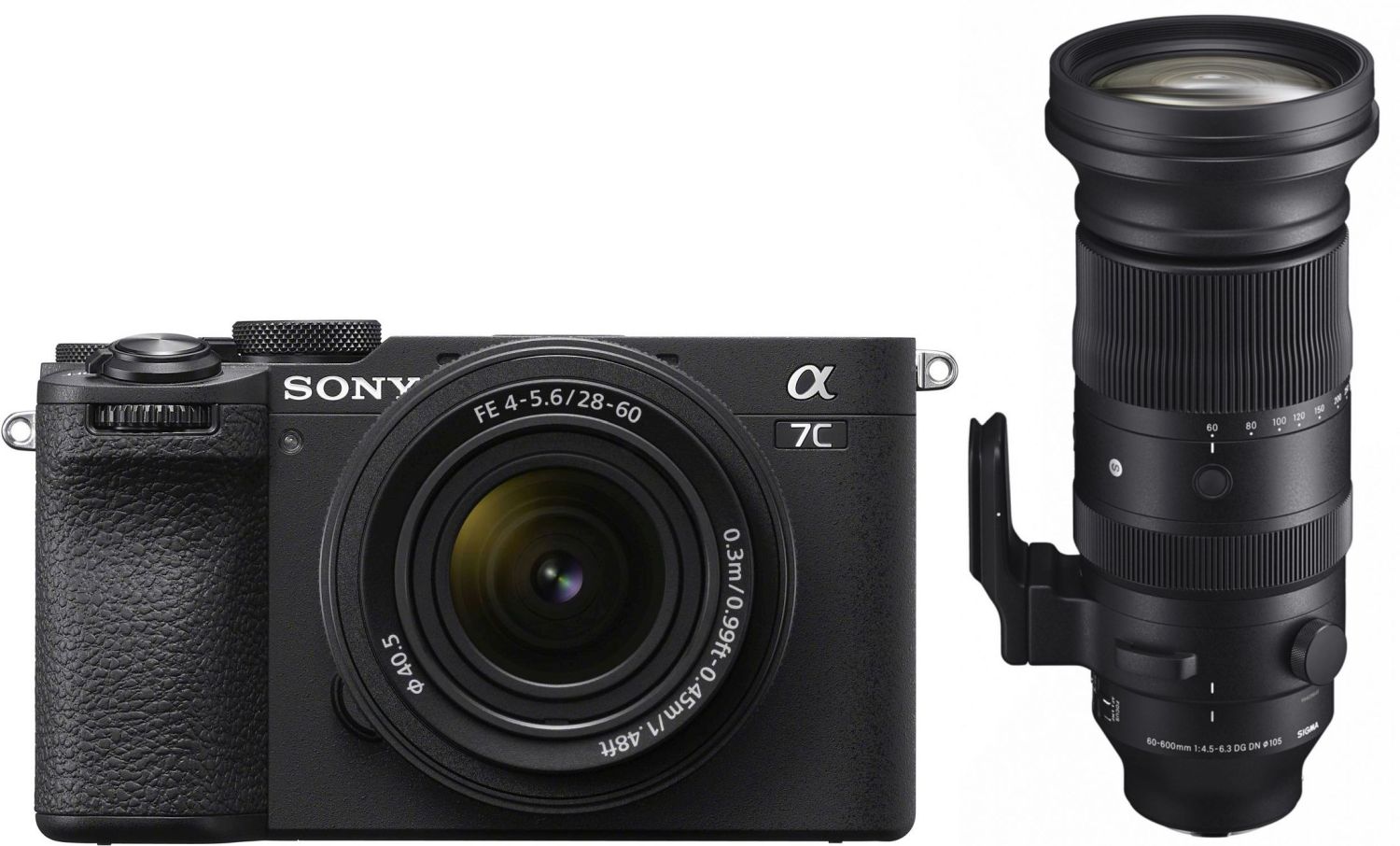Sony Alpha 7C II nero con Sony FE 28-60mm Sigma 60-600mm f/4.5-6.3