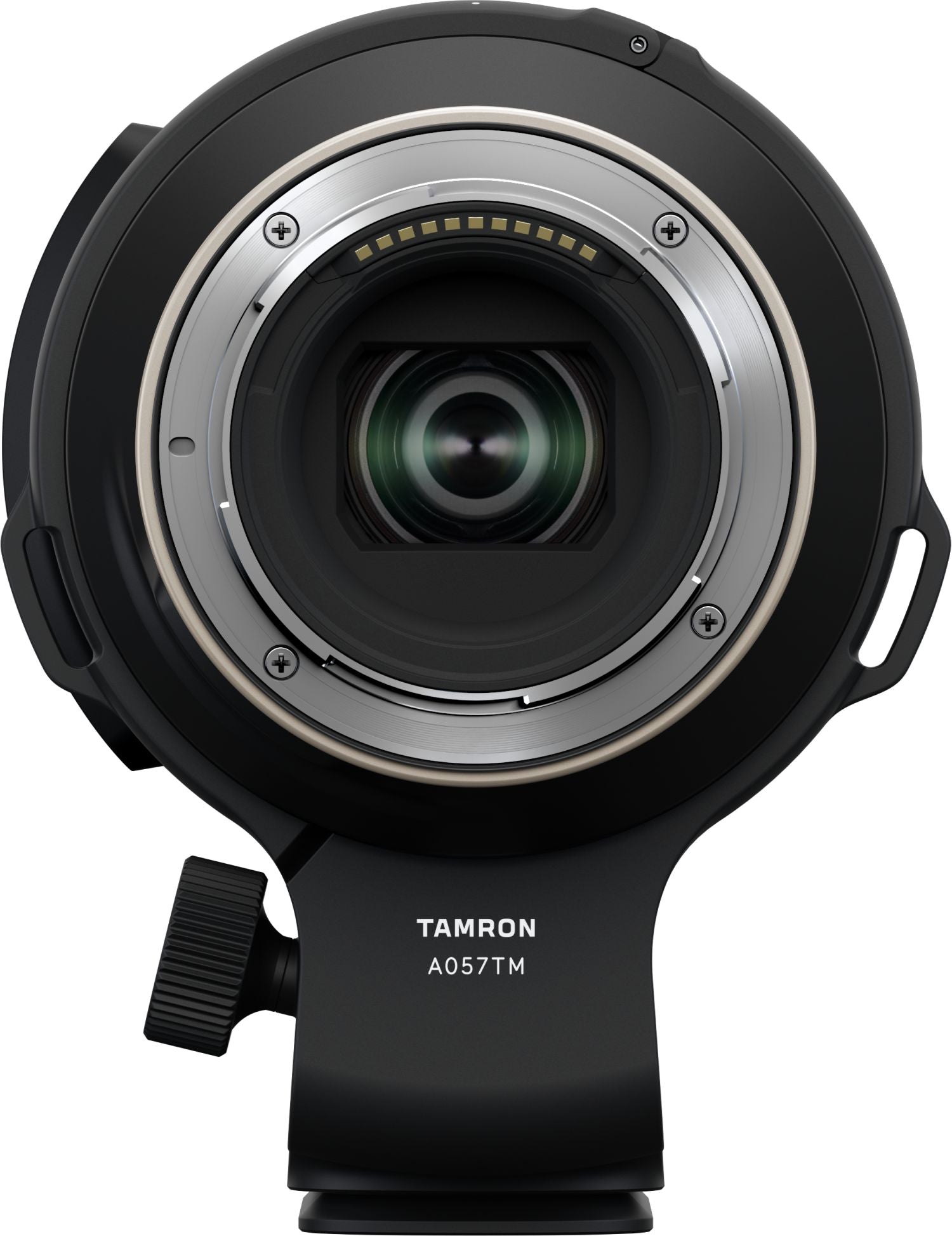 Innesto posteriore Nikon Z del Tamron 150-500mm con i contatti elettrici e la sigla A057