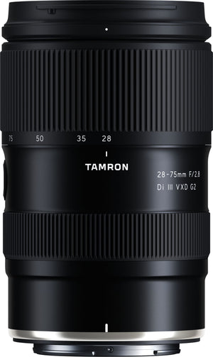 Obiettivo Tamron 28-75mm f/2.8 Di III VXD G2 per Nikon Z, vista frontale con la scala delle focali