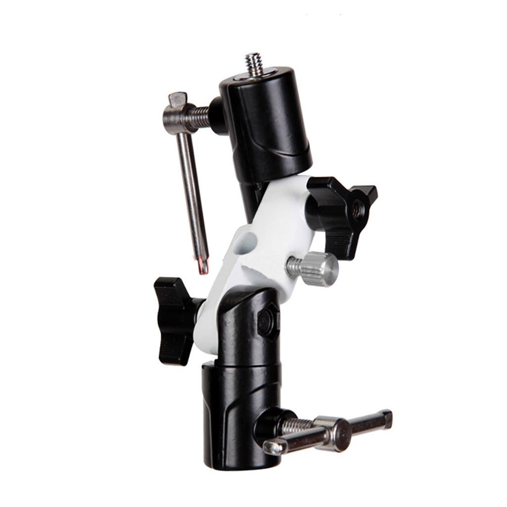 Take TK-DHOLDER Supporto con Doppio Snodo in Metallo per Tutti i Flash da Slitta con Attacco per Ombrello e Stativo
