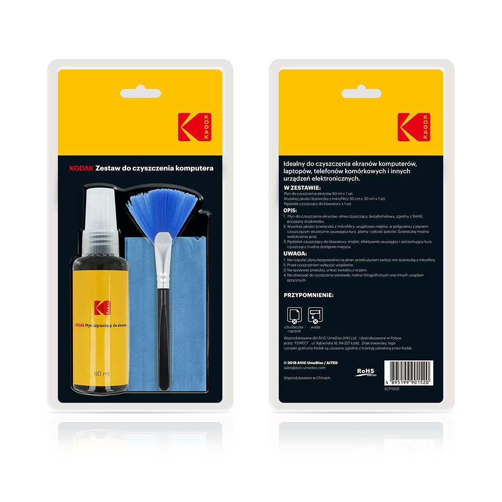 Kodak Kit di Pulizia per Computer, con Liquido, Panno in Microfibra e Spazzola