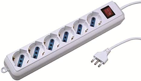 Foyu Multipresa con 6 Uscite Universali 10/16A 2P+T e Interruttore Luminoso