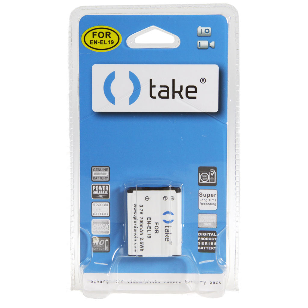 Take TK-EN-EL19B Compatibile con Batteria Li-Ion 700mah Nikon EN-EL19 in Blister