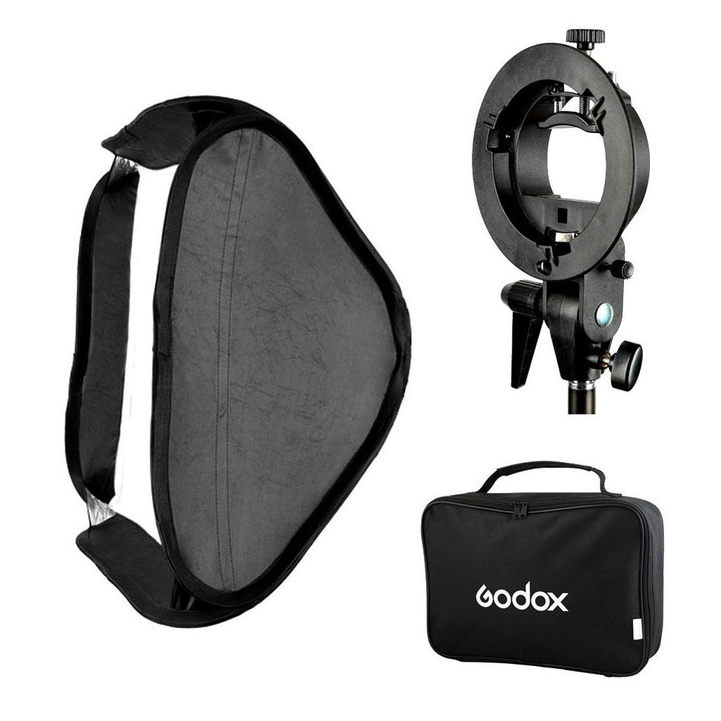 Godox S-Bracket EB-050 con Softbox 50x50cm per Flash da Slitta