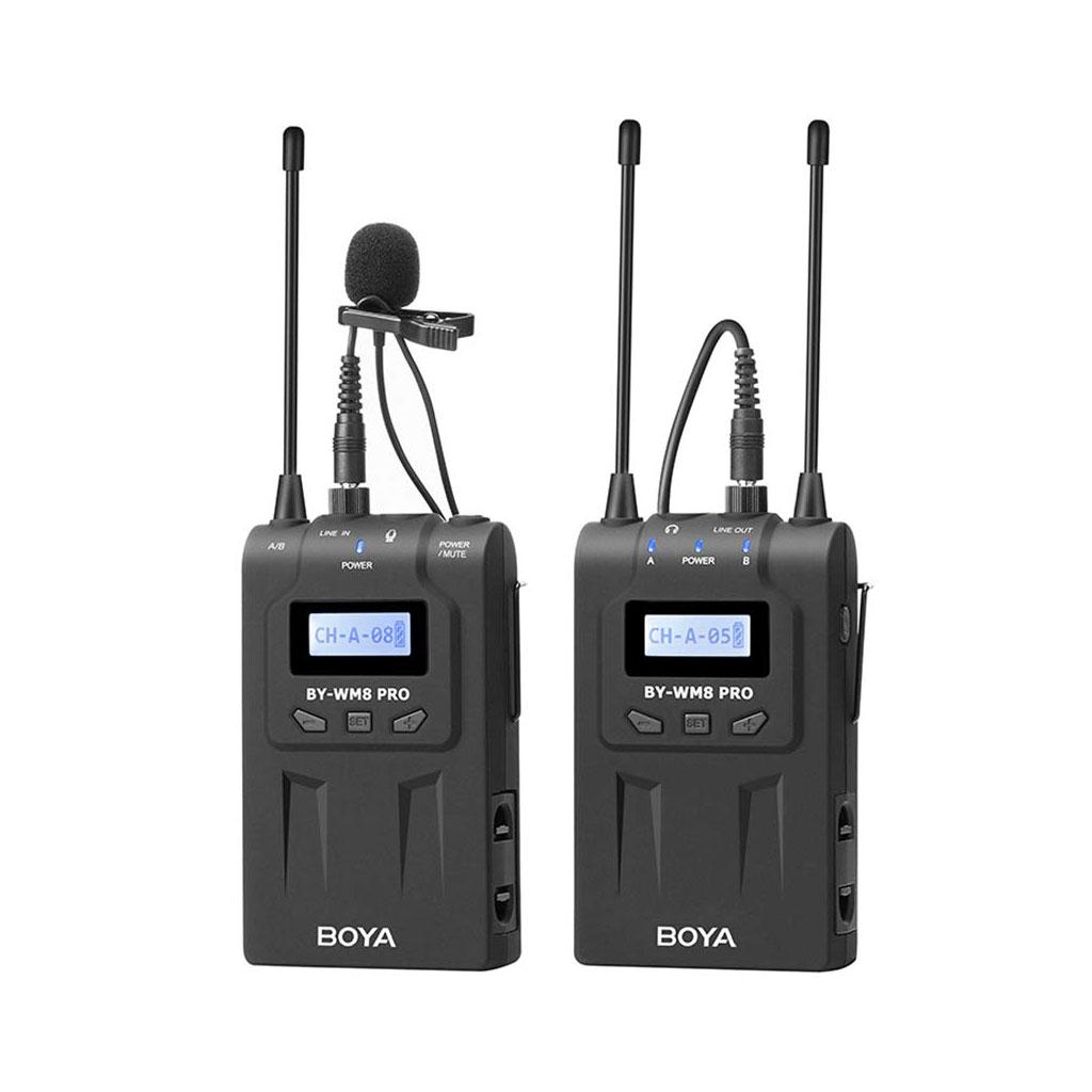 Boya BY-WM8 PRO K1 Kit Sistema Microfono Lavalier Pulce Wireless UHF (Trasmettitore + Ricevitore)