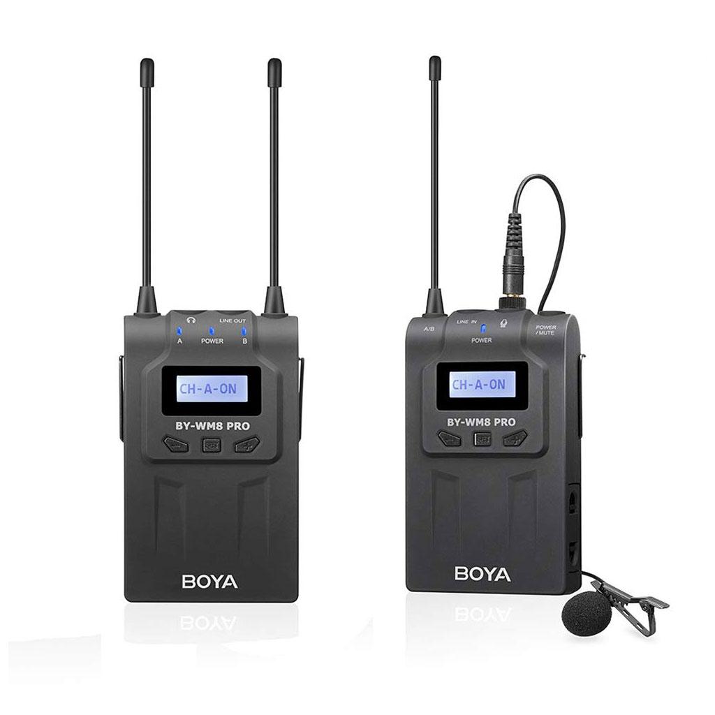Boya BY-WM8 PRO K1 Kit Sistema Microfono Lavalier Pulce Wireless UHF (Trasmettitore + Ricevitore)