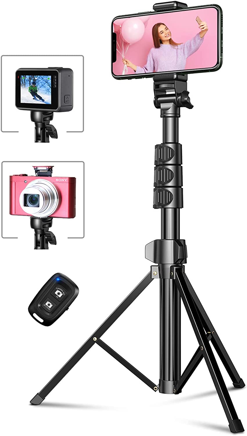Take Treppiede per Smartphone 142cm, Bastone Selfie All-in-one ed Estendibile con Telecomando Bluetooth