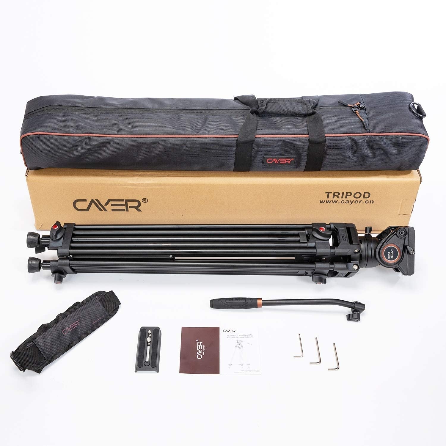 Cayer BV30LH treppiede in tubo doppio di alluminio professionale testa fluida K3 carico oltre 30KG