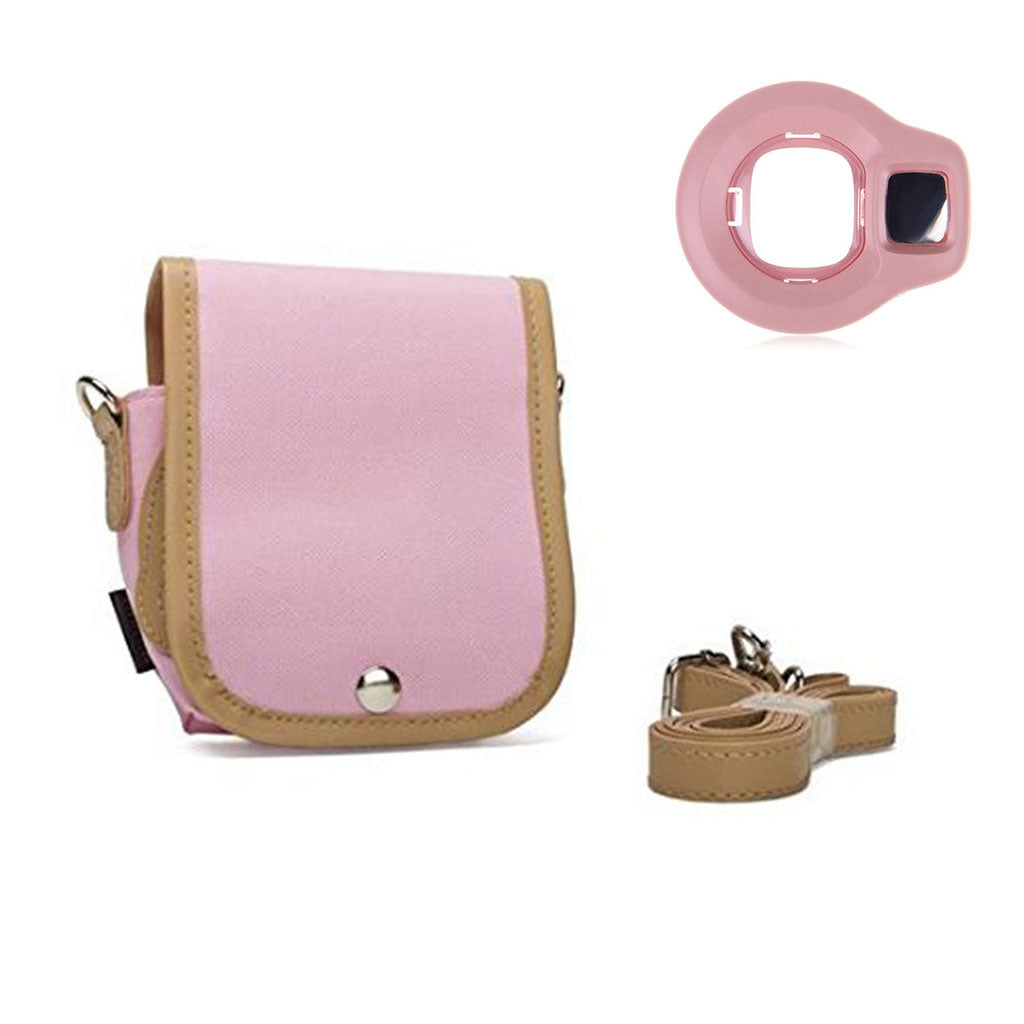 Fujifilm Custodia Borsa con Cinturino per Instax Mini 8 Rosa + Lente Specchio per Selfie