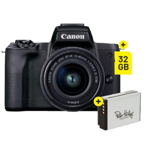 Canon EOS M50 Mark II nera + 15-45mm IS STM Special Edition (inclusa batteria extra e SD da 32 GB)