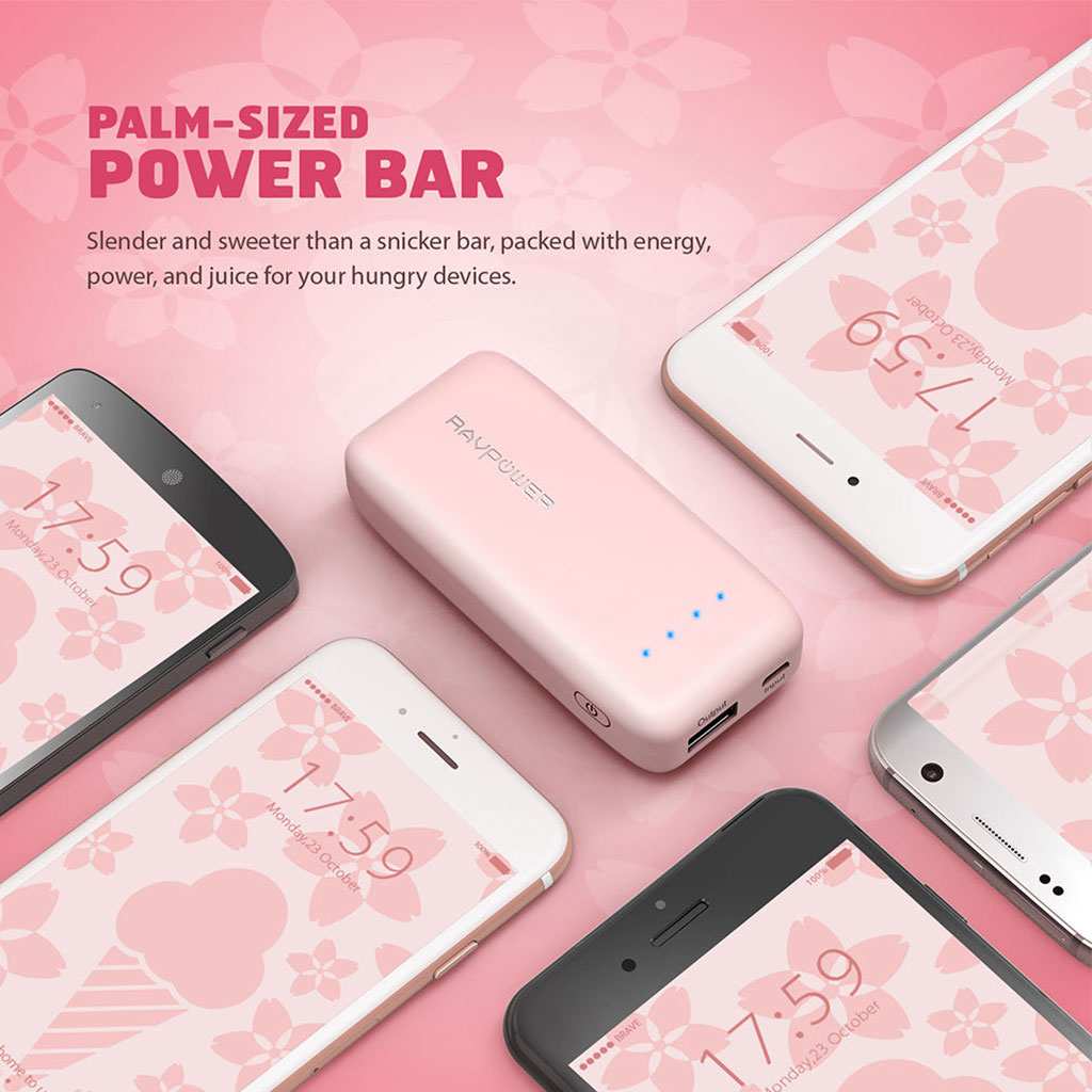 RAVPower RP-PB060 Power Bank 6700mah, Rosa