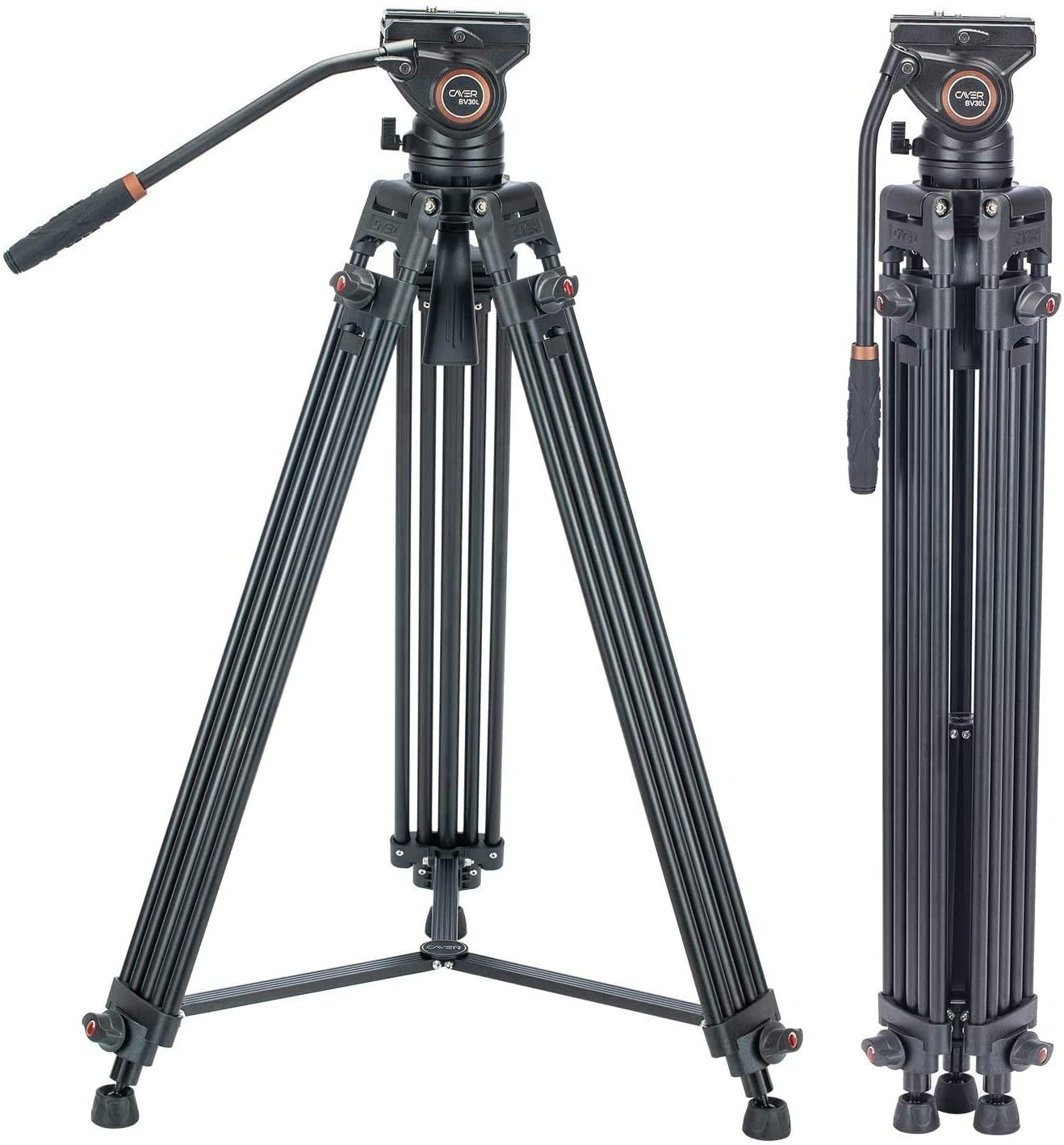 Cayer BV30LH treppiede in tubo doppio di alluminio professionale testa fluida K3 carico oltre 30KG