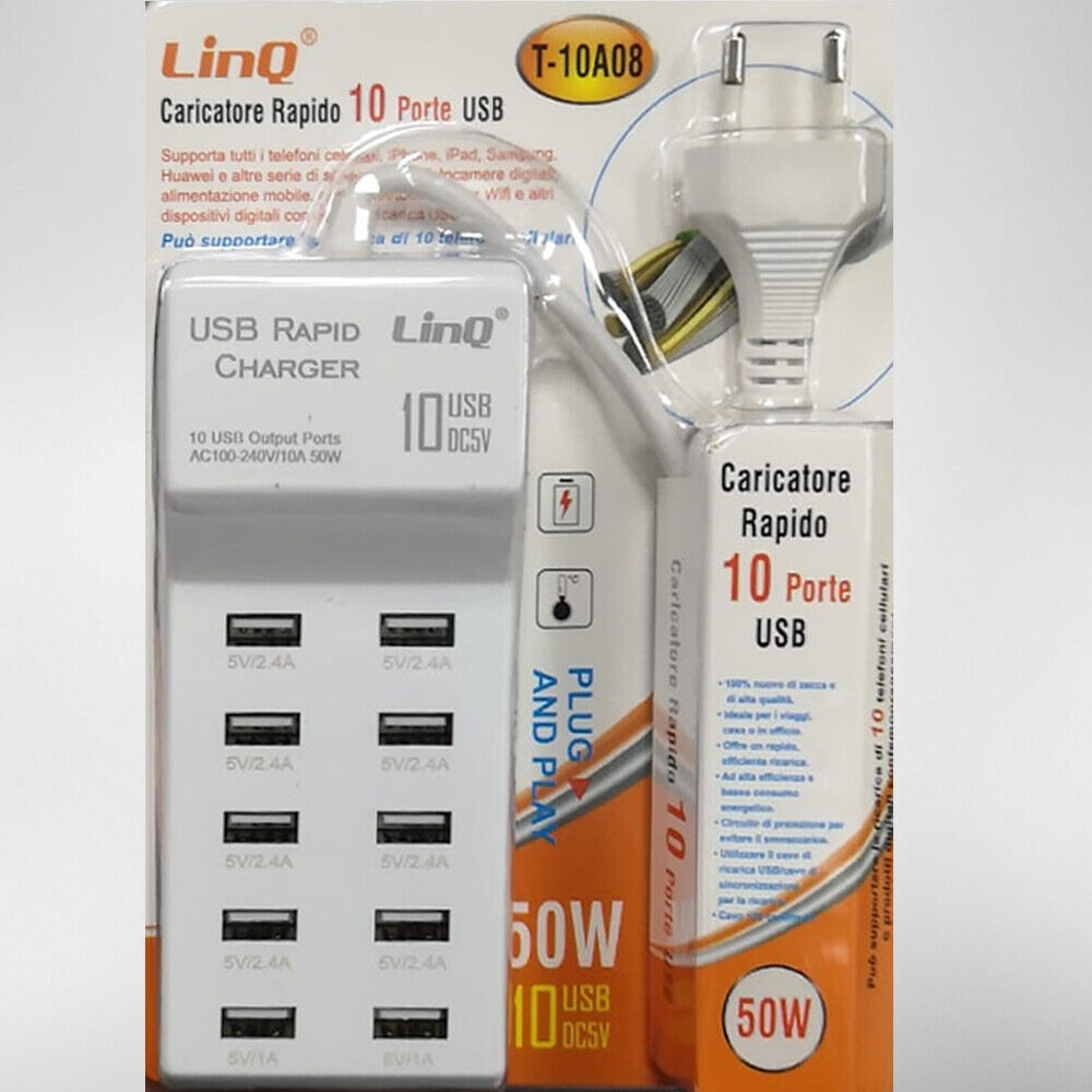 LinQ Caricatore Rapido a 10 Porte USB (T-10A08)